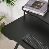 thumbnail of Mesa Gaming 140x60 cm Escritorio para Computadora PC con Estante Elevado para Monitor Gancho para Auriculares Marco de Metal para Oficina Estudio