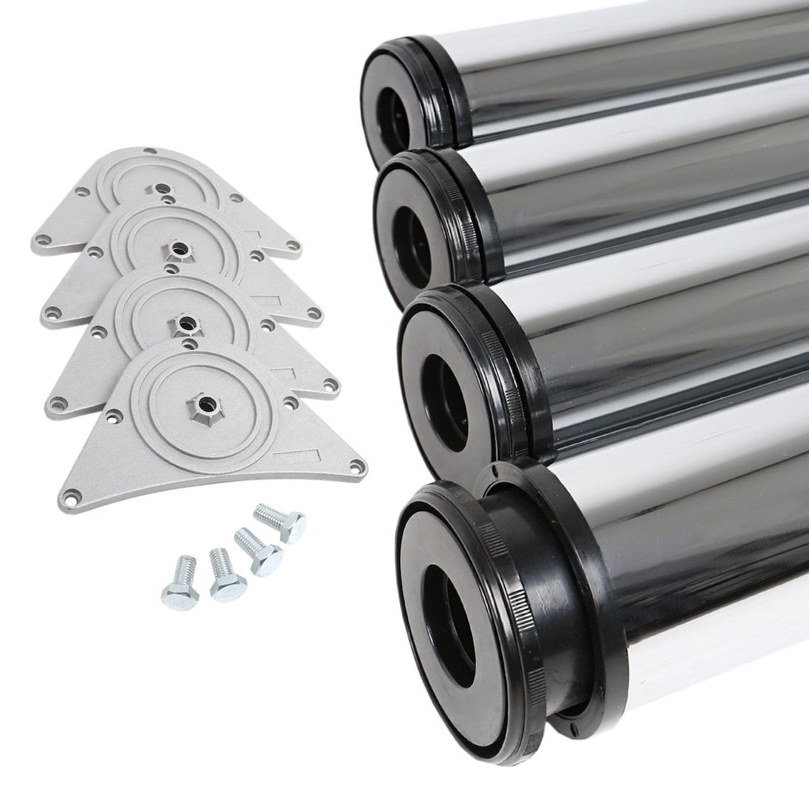 4er Set Tischbeine Chrom glänzend ø 80mm Höhe 710mm Möbelfüße Tischstempel