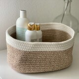 thumbnail of Intirilife 3-teiliges Set Aufbewahrungskorb aus Baumwolle in Weiß Beige - 22.5 x 16 x 11.5 / 27 x 20 x 13.5 / 33.5 x 22.5 x 14 cm Regalkorb Organizer