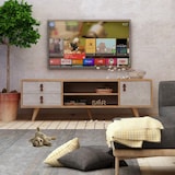 thumbnail of WellHome - Mesa de TV em aglomerado de melamina marrom e branco - 120x53x40cm