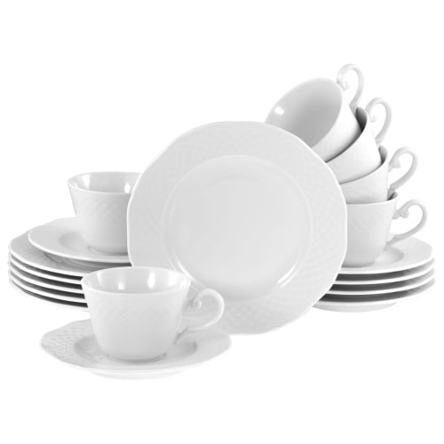 CreaTable Arianne Weiss Kaffeeservice 18-tlg Porzellan