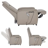 thumbnail of Fernsehsessel mit Aufstehhilfe, Relaxsessel mit Liegefunktion, mit 2 Motoren, 120 kg belastbar, Leder/Kunstleder, Naturgrau, Raburg Marie