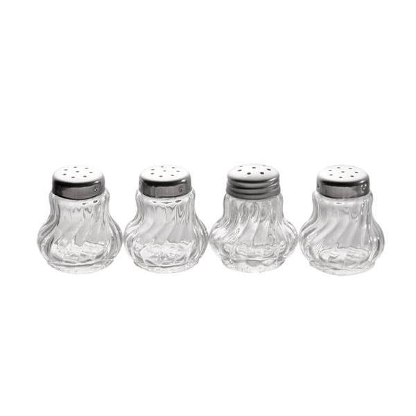 APS 40503 Lot de 4 mini salières verre et inox Ø 3,5 cm, H 4 cm