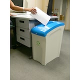 thumbnail of Abschließbarer Wertstoffsammler Envirobin mit Deckel "Papier" | 55 Liter | HxBxT 64,8x30,8x54,5cm | Polyehylen | Grau, Deckel Blau