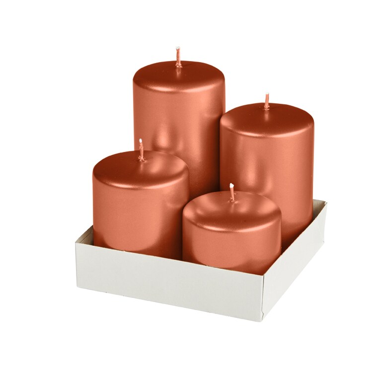 Adventset Stumpenkerzen Kupfer Ø 60 mm, 4 Stück
