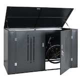 thumbnail of 2er-Fahrradgarage HWC-K64, Gerätehaus Fahrradbox mit Deckel, abschließbar Metall 121x202x100cm, anthrazit