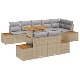 thumbnail of vidaXL 9-teiliges Garten-Esszimmer-Set mit Kissen in Beige aus Poly Rattan und Akazie