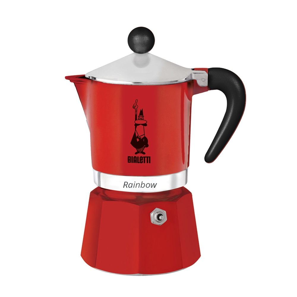 Bialetti Rainbow Mokka-Kanne Schwarz, Rot, Edelstahl