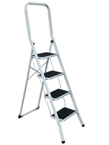 aro Degrau dobrável com 4 degraus, aço, 46.4 x 88.4 x 153.5 cm, revestimento antiderrapante
