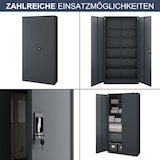 thumbnail of Aktenschrank abschließbar KADO 6 Ebenen verstellbar Flügeltüren Metallschrank Werkstatt Büroschrank aus Stahl Werkzeugschrank 220x115x40cm Anthrazit