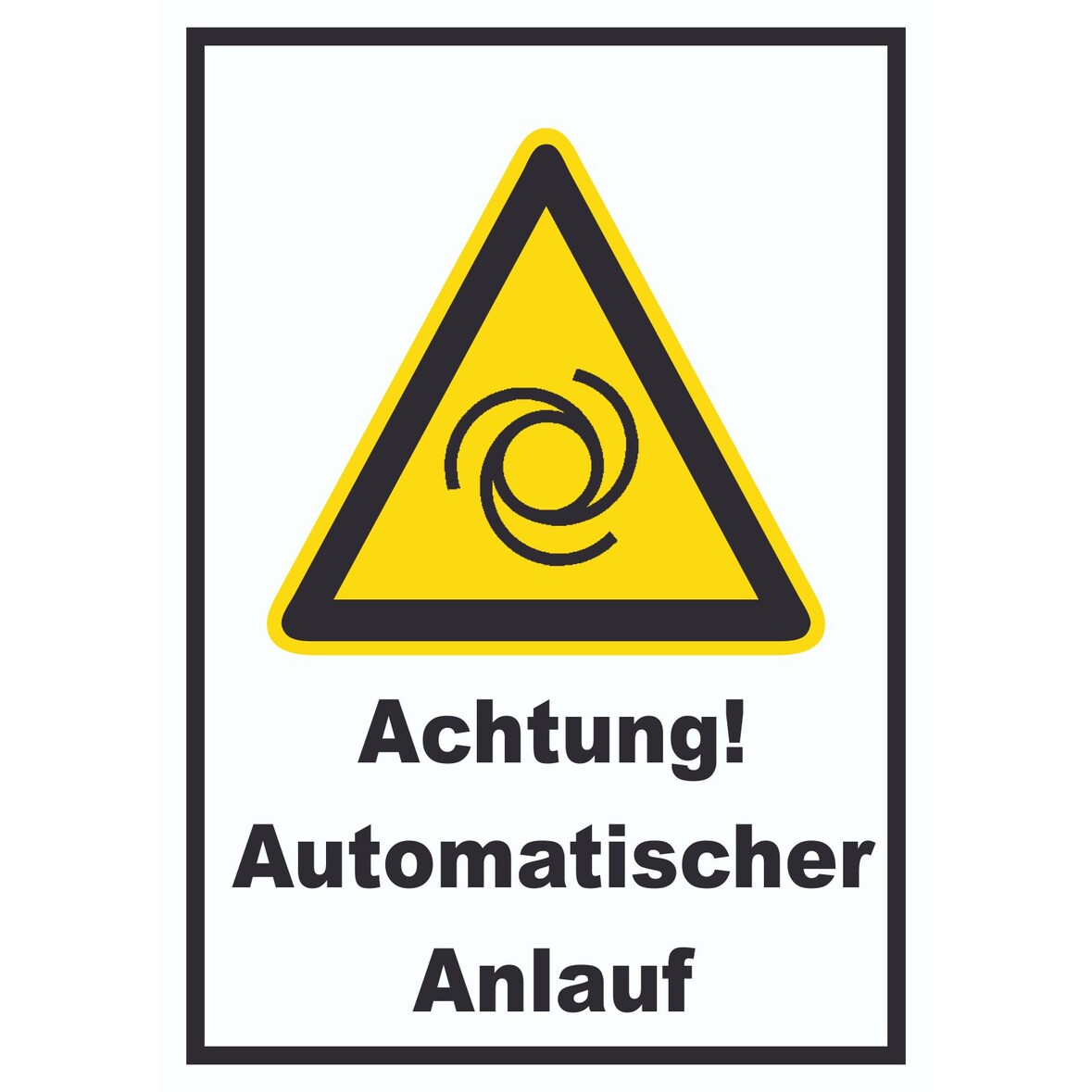 Achtung Automatischer Anlauf A5 Rückseite selbstklebend Schild