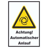 thumbnail of Achtung Automatischer Anlauf A5 Rückseite selbstklebend Schild