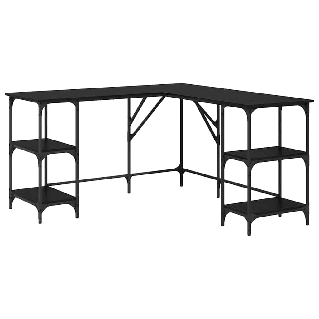vidaXL Schreibtisch Schwarz Eichen-Optik 139 x 139 x 75 cm
