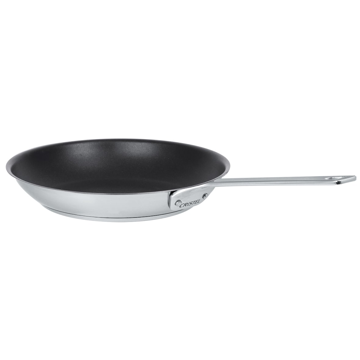 Poêle antiadhésive en inox brossé poignée fixe polie  Ø20cm