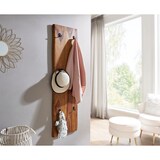 thumbnail of Wandgarderobe aus Sheesham Massivholz und Metall, Natürliche Baumkanten, 6 stabilen Haken. 40x7x140 cm | Kadima Design
