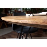 thumbnail of Runder Esszimmertisch massiv Eiche Schweizer Kante 100 cm Hairpin schwarz DREAM
