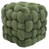 thumbnail of Hocker HWC-Q48, Sitzhocker Ottomane Polsterhocker Knoten-Pouf, Samt (220g/m²) 39cm ~ grün