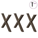 thumbnail of vidaXL Esstischbeine X-Form 3 Stk. Naturstahl 90x(72-73) cm Stahl
