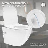 thumbnail of LuxeBath Wand-WC spülrandlos 49 cm kurz Weiß – Tiefspüler Keramik, Bidet-Funktion, Tornadospülung, Nano, WC-Sitz Softclose abnehmbar