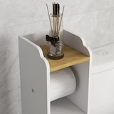 thumbnail of kleankin armario de baño moderno columna auxiliar de baño mueble de suelo de baño con estantes 1 puerta y portarrollos de papel para sala 18x20x90 cm