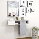 thumbnail of Mobile Danzica Mobiletto da Ingresso Mensola Sospesa con Specchio E Ripiani Scorrevole Arredo Arredamento Sala 100 x 31.5 x 75 cm Bianco e Cemento