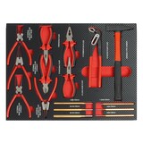 thumbnail of Profi Werkzeugeinlage Werkstattwagen 16 tlg. Hammer, Zangen, Durchschläger Mechaniker 51x40x4 cm rot