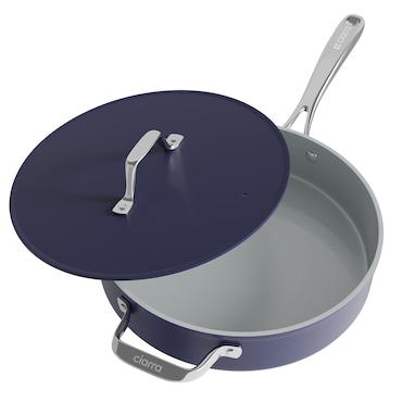 Arcos Thera Serie Antiaanbakpan, 26 cm, gegoten aluminium, geschikt voor elke keuken, ergonomische handgreep van kunststof en siliconen, energiebesparend, vaatwasmachinebestendig, zwart en blauw