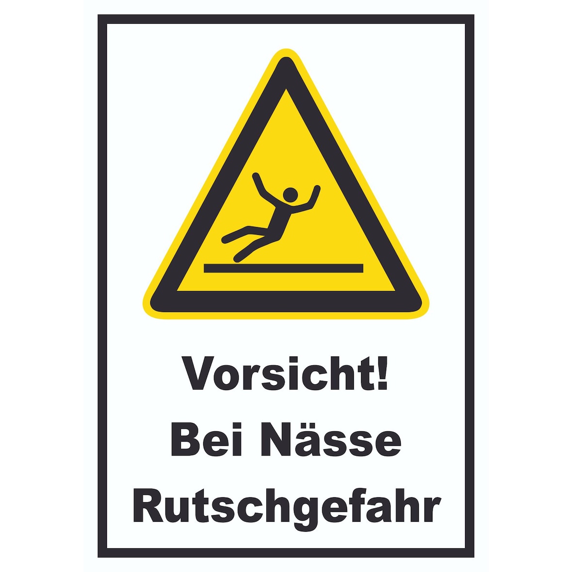 Vorsicht Bei Nässe Rutschgefahr Schild A6 Rückseite selbstklebend