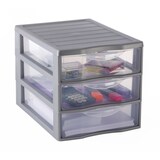 thumbnail of Lot de 2 Module 3 tiroirs, 3 x 6 litres, en plastique gris/transparent
