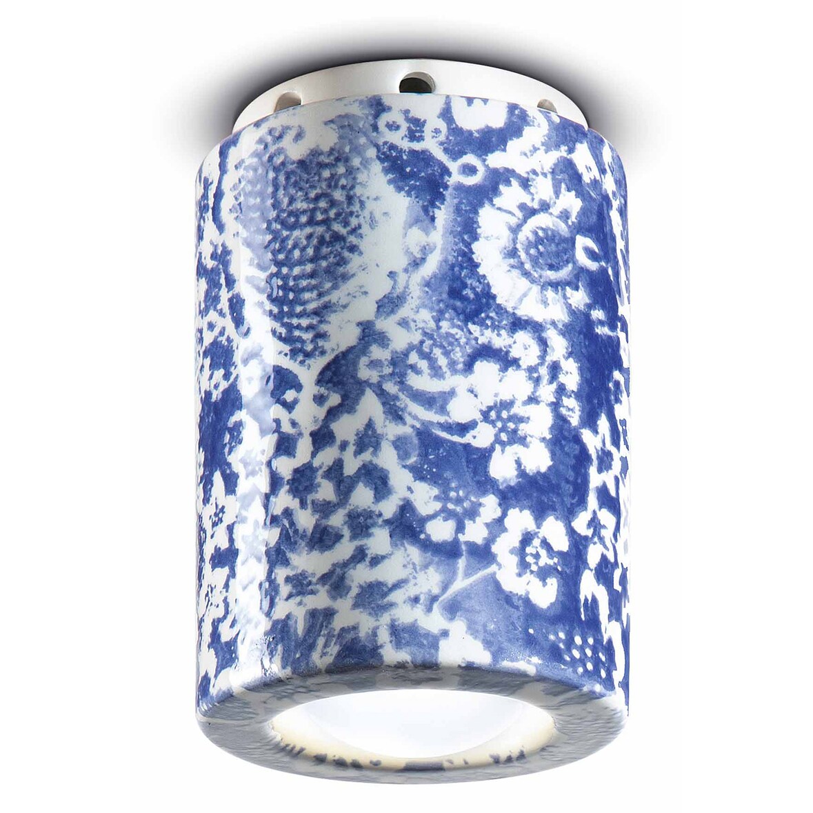 Plafoniera Vintage Decò Pi Ceramica Ming Blu 1 Luce E14