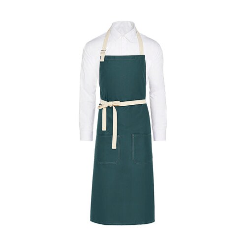 SANTORINI - Contrasted Bib Apron with Pocket: One Size / Enamel Blue