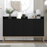 thumbnail of Merax Modernes Sideboard im minimalistischen Stil 4-türiger griffloser Buffetschrank für Esszimmer, Wohnzimmer, Küche Schwarz