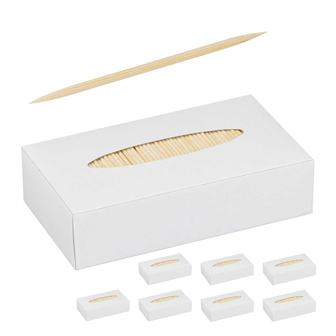 Relaxdays Zahnstocher 8000er Set, Holz, 6,5 cm, Holzspieße für Zahnhygiene, Fingerfood & Basteln, Zahnhölzer, natur