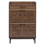 thumbnail of Schuhkipper HWC-P45, Schuhregal Schuhschrank, 2 Kippfächer Ablage Schublade MDF 95x60x24cm ~ braun