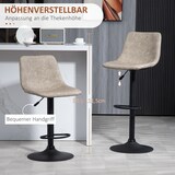 thumbnail of Barhocker 2er Set drehbar höhenverstellbar Beige 42x48x112 cm mit Fußstütze Kunstleder Retro Design Stahlgestell stabile Rundbasis