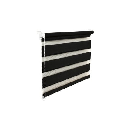 Doppelrollo Duorollo 50 cm breit 150 cm lang schwarz inkl. Seilzug Fensterrollo Klemmrollo Jalousie