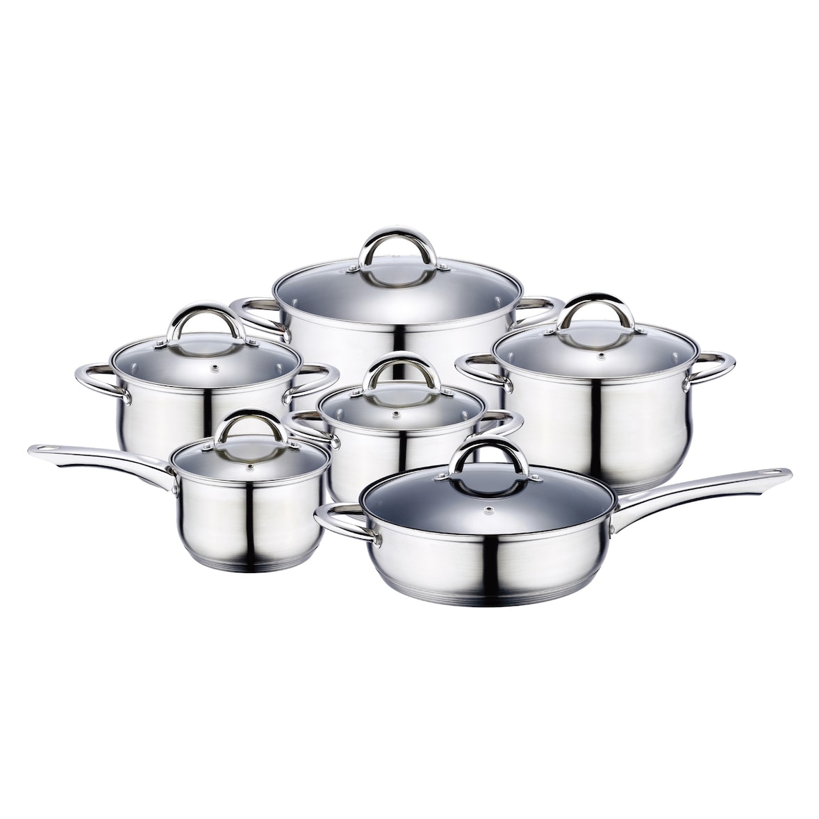 Renberg - Alexander PRO 6-teiliges Kochgeschirrset mit Deckel aus induktionsgeeignetem Edelstahl