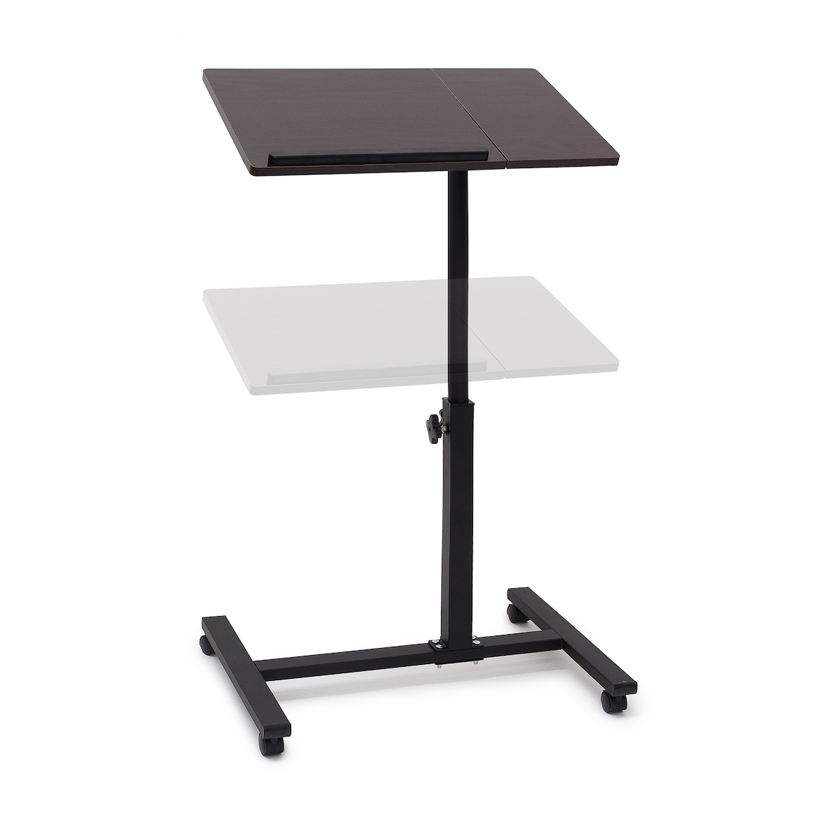 Relaxdays Laptoptisch höhenverstellbar, Laptopständer Holz, mit Rollen, drehbar, HxBxT: 95 x 60 x 40,5 cm, schwarz