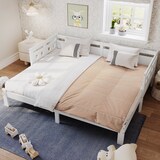 thumbnail of Herzförmiges Tagesbett Kiefer Massivholz 180x200 ausziehbar mit 2 Schlafplätzen, multifunktional als Sofa und Bett, Weiß