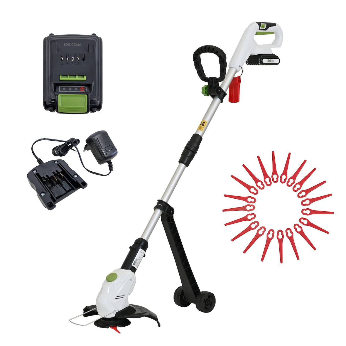 Akku Rasentrimmer 20 V 2,0 Ah Akku & Ladegerät 26 cm Kantenschneider Trimmer inkl. 20x Nylonmesser