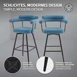 thumbnail of ML-Design Barhocker drehbar 2er Set Blau, Teddy-Stoff, H76 cm, Gepolsterte Barstühle, Küchenstühle mit Arm- & Rückenlehne, 360° Drehstuhl Tresenhocker
