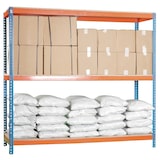 thumbnail of SimonRack Estantería Industrial, 2000x1800x600 mm, 400 kg de Punto Flexión, 3 Estantes Madera, Estantería Garaje, Azul/Naranja/Madera - Ecoforte