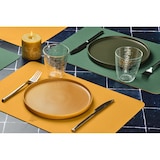 thumbnail of Set de table rectangulaire réversible - 6 pièces - Cuir recyclé jaune moutarde et vert sapin