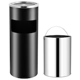 thumbnail of DELUKE® Runder Standaschenbecher für Draußen 30L 25x61cm Stahl Mülleimer mit Aschenbecher Abfalleimer mit Inneneimer Standascher Outdoor, Schwarz