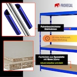 thumbnail of PROREGAL Étagère charge lourde RHINO, HxLxP 180x200x60cm, 500kg par niveau, Tablette 16mm, Bleu, Étagère de garage, étagère de rangement