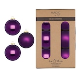 thumbnail of 6 Weihnachtskugeln Glas 10cm matt & glänzend Christbaumkugeln Weihnachtsbaumkugeln Groß Christbaumschmuck Weihnachtsbaumschmuck Deko Lila Purpur