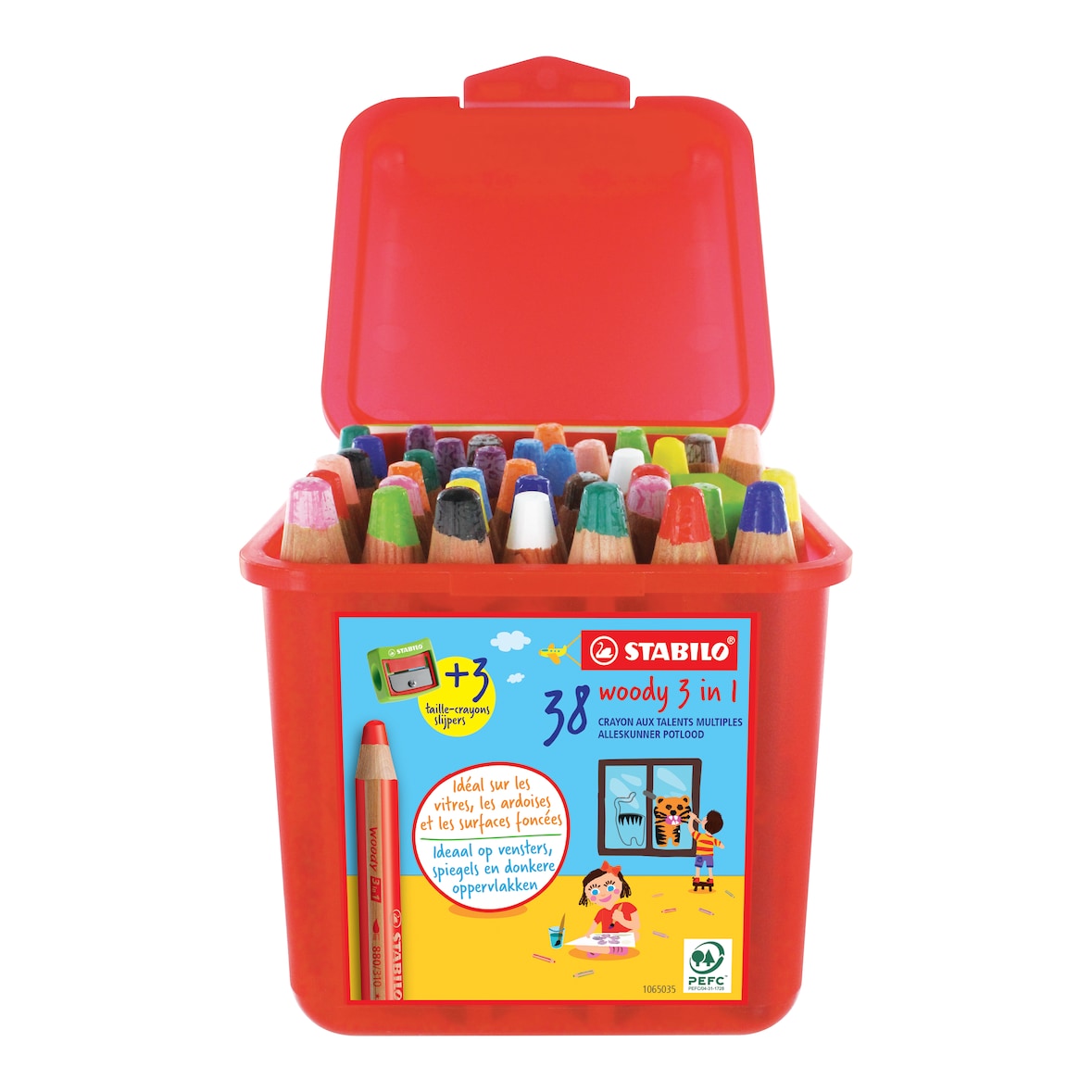 STABILO Schoolbox 38 crayons multi-talents woody 3in1 + taille-crayons