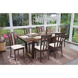 thumbnail of Décoshop26 - Lot de 6 chaises de salle à manger en bois massif marron foncé et assise en tissu crème CDS04664