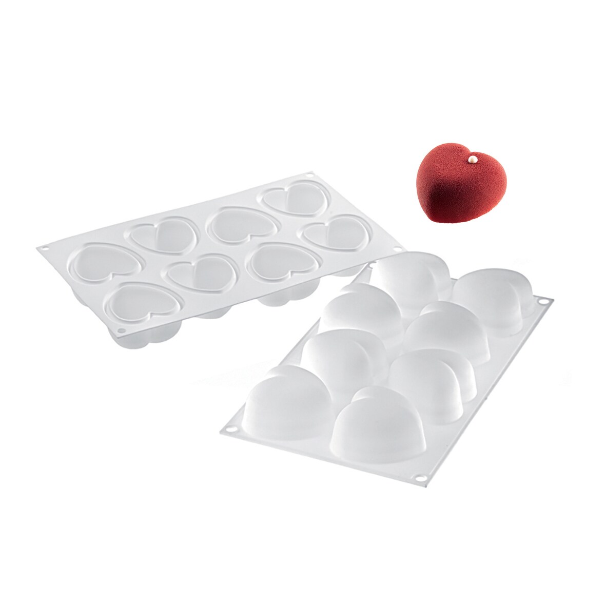 Stampo Silicone 8 Amorini Cm 6,3x6,5x4h Antiaderente Cm Tot. 30x17,5 Da Cottura