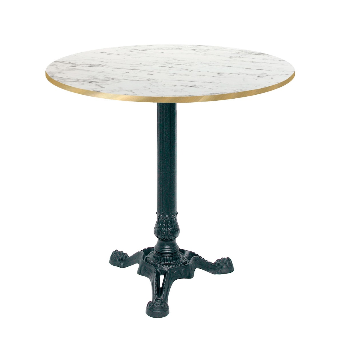 Restootab - Table bistrot Ø70cm calacatta chants laiton